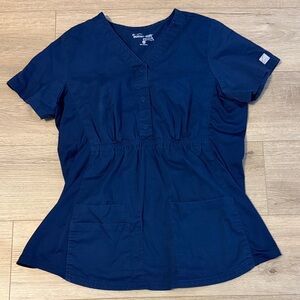 Navy Button Down Women's Top